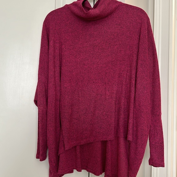 Anthropologie Amadi Cowl Neck Ribbed Poncho Sweater Heather Medium Pink small - Picture 6 of 6